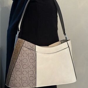 Calvin Klein Wren Demi Shoulder Bag in Cherub White/CK Multi Logo.  Never Worn.